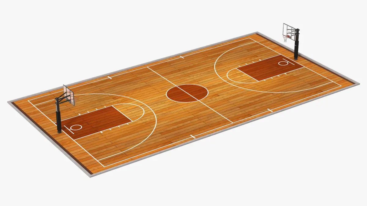 Arena Sports Facility with Dual Basketball Hoops Brown 3D model