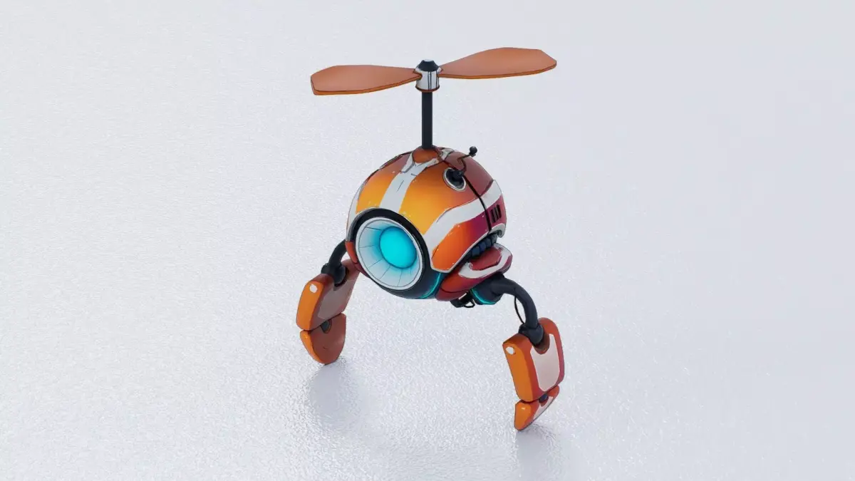 Flying Robot Low-poly 3D model buy