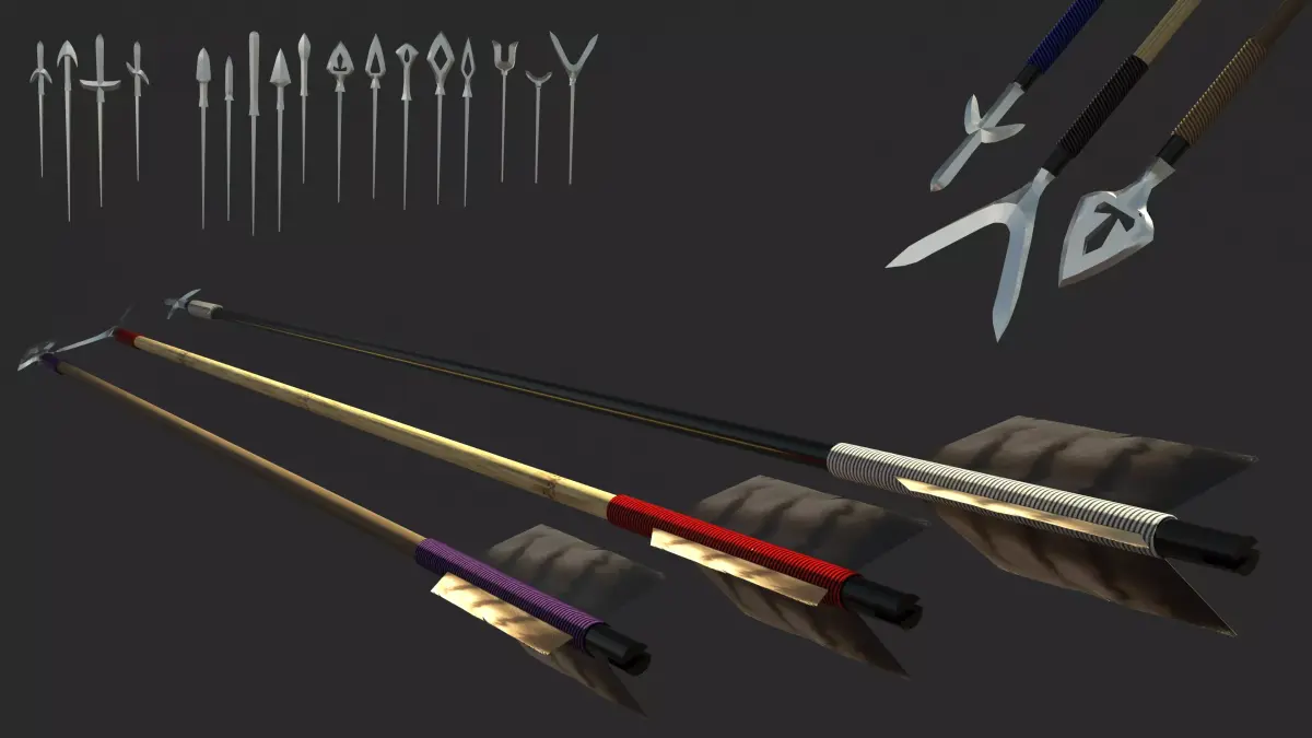 japanese arrow set 3D Low-poly 3D model