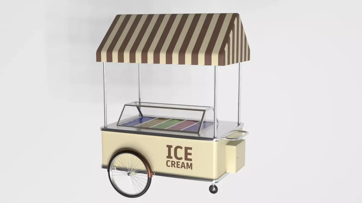 Ice Cream Cart PBR Low-poly 3D model