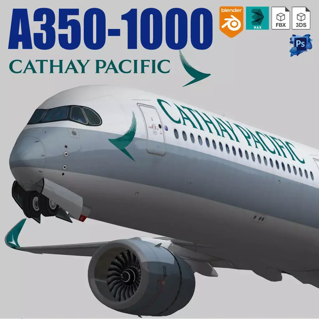 Airbus A350-1000 Cathay Pacific Livery Low-poly 3D model