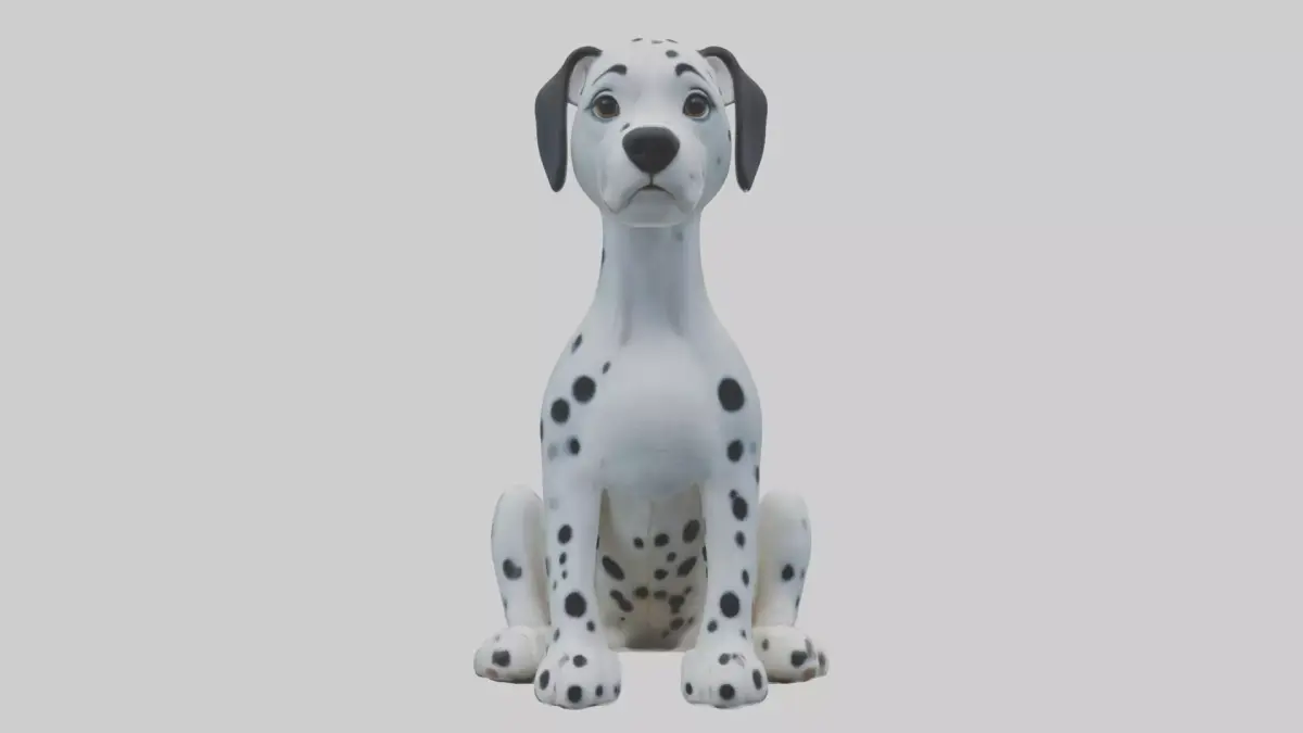 Sitting Dalmatian model Low-poly 3D model