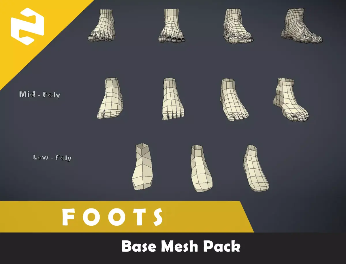 Base Mesh Pack - Foots Low-poly 3D model purchase