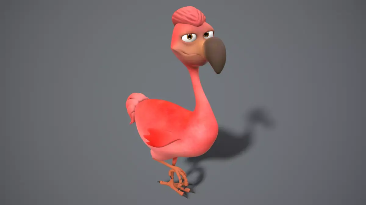 cartoon red bird Low-poly 3D model