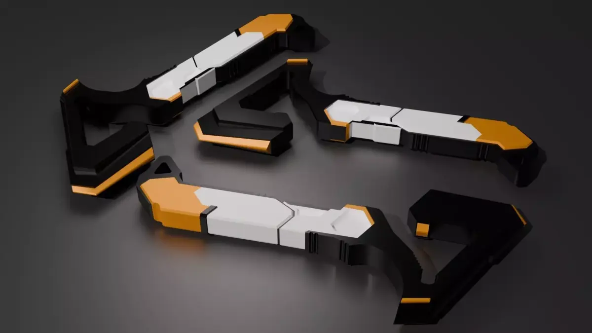 Tomahawk - black and yellow Low-poly 3D model