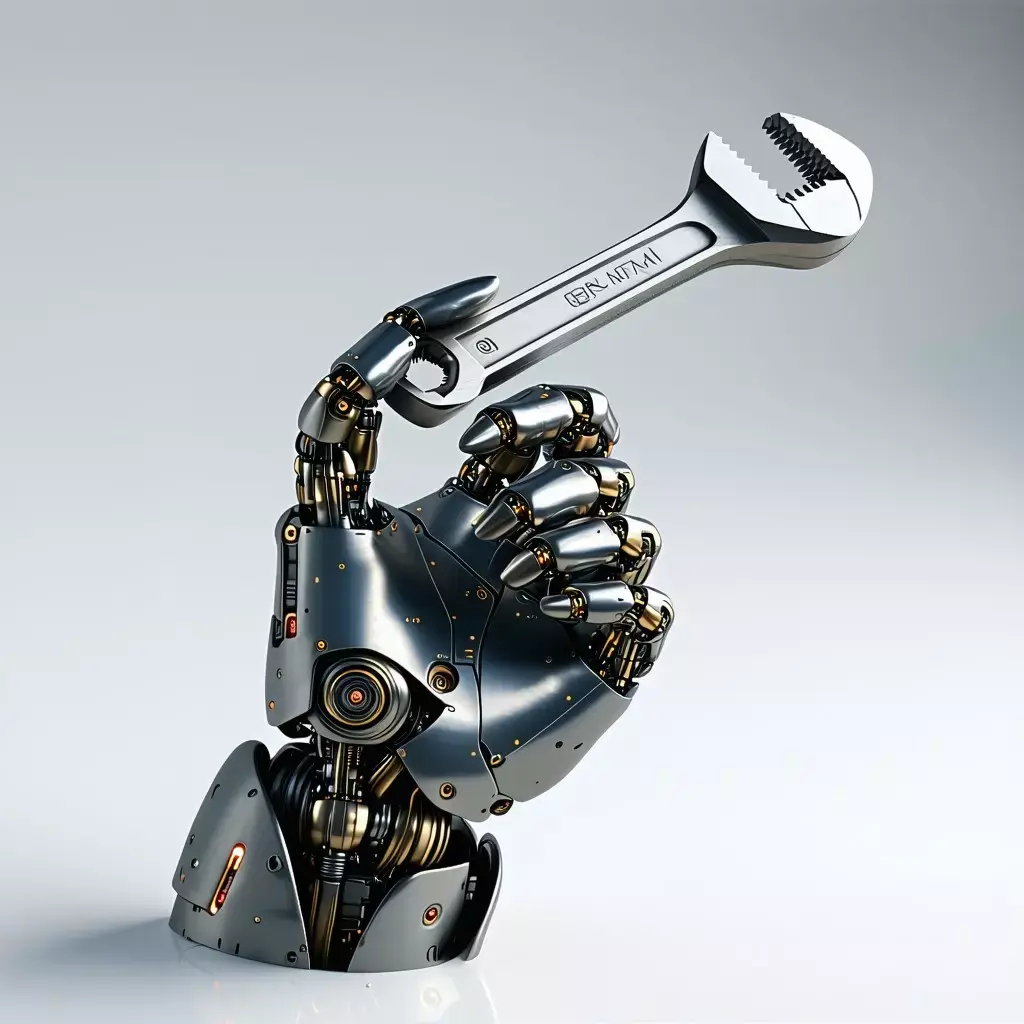 Robot Hand Holding Wrench 3D Model Low-poly 3D model