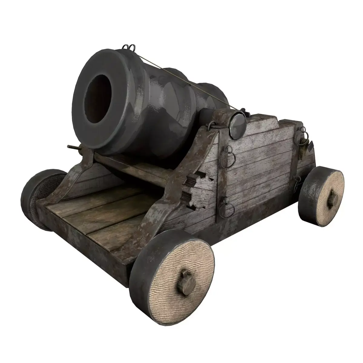15th Century Mortar Cannon Rusty Low Poly  Low-poly 3D model