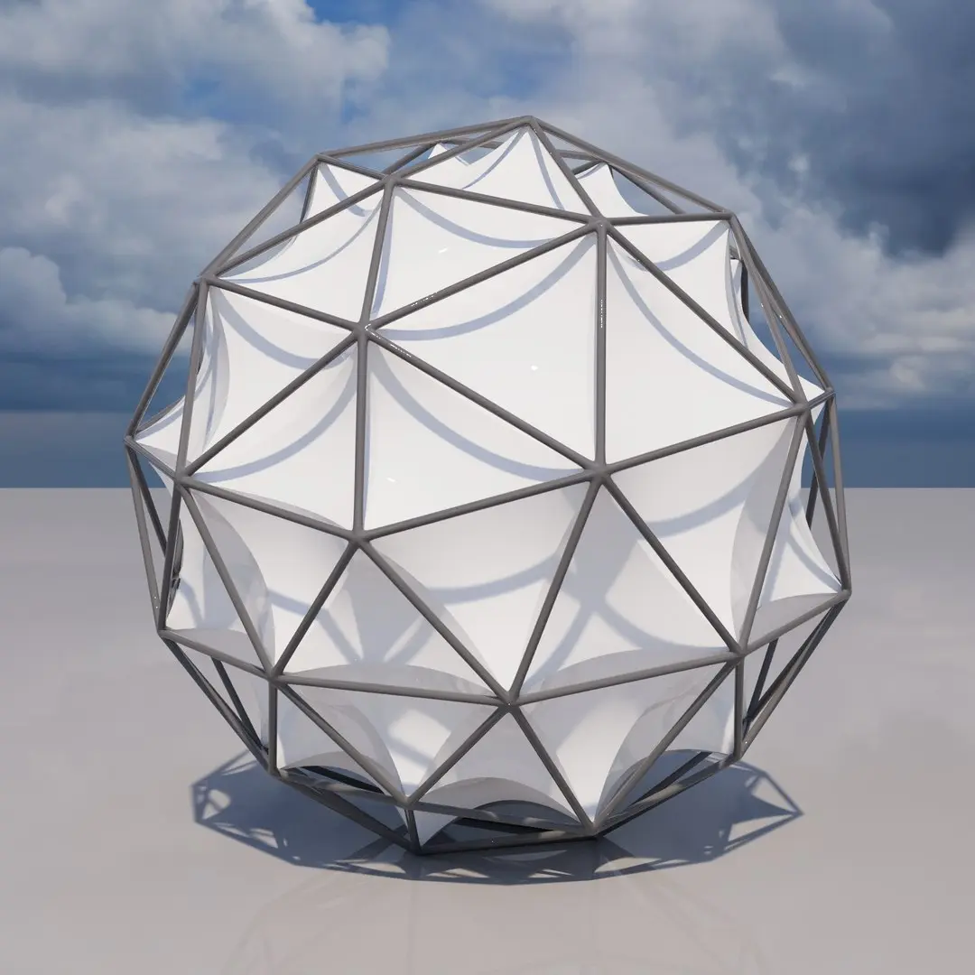Geodesic Tensile Sphere Structure Parametric Architectural Pavilion 3D model