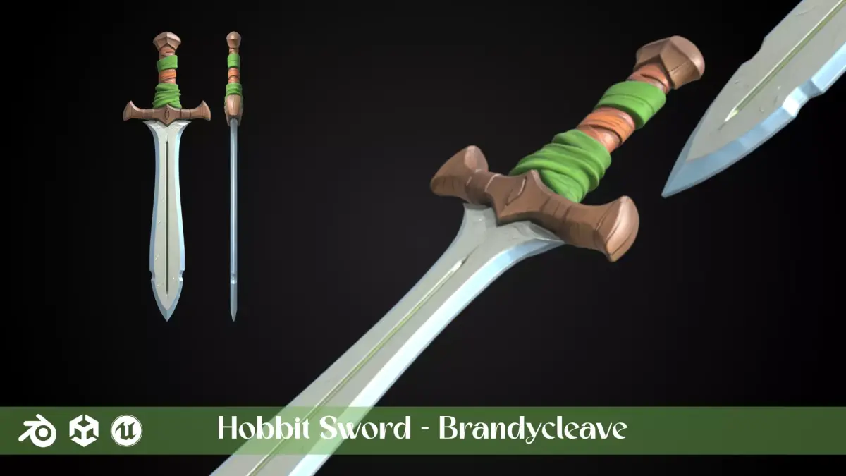 Stylized Hobbit Sword - Brandycleave - Game Ready 3D model