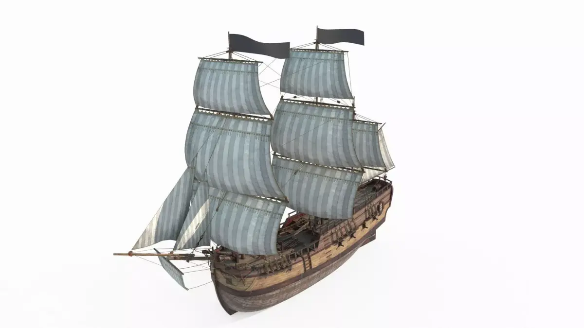 Medieval large sailboats and warships 3D model
