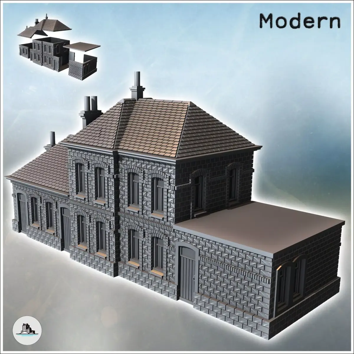 Bastogne train station Normandy France - World War Two Second WW 3D print model