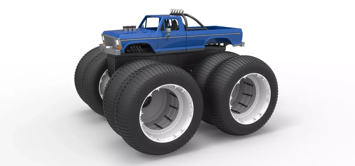 Vintage Monster Truck with double wheels Scale 1 to 25 3D print model purchase