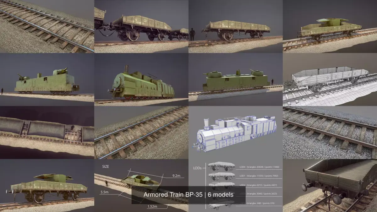 Armored Train BP-35 3D Model Pack