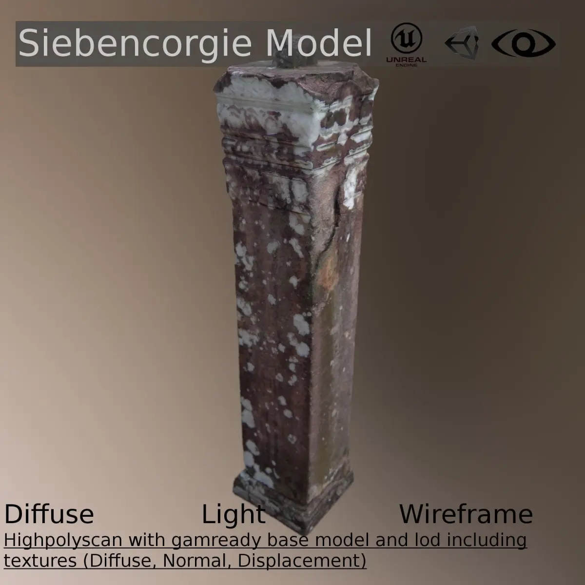 Ancient Pillar Low-poly 3D model