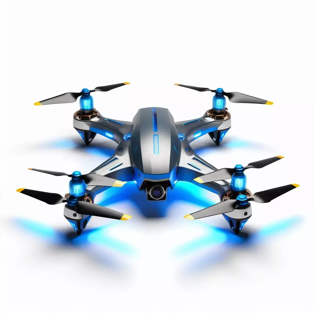 Futuristic Quadcopter Drone with Damage 3D model