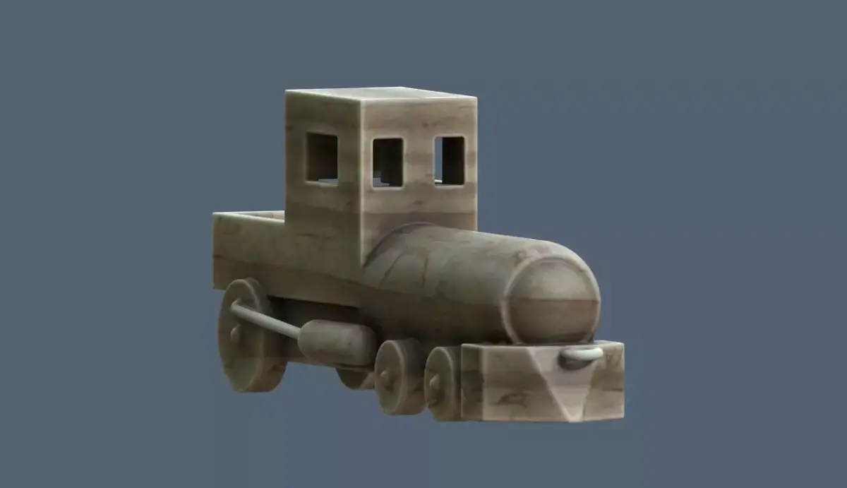 wooden toy locomotive Low-poly 3D model
