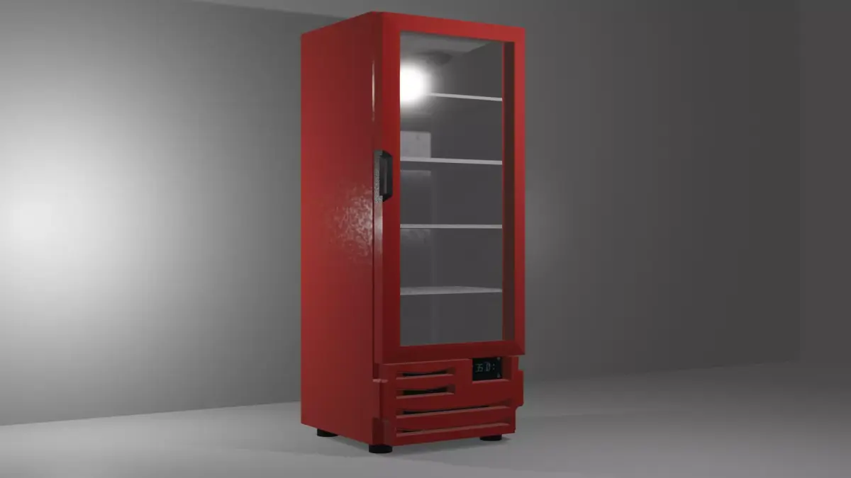 Commercial Freezer for Drinks - Red Low-poly 3D model
