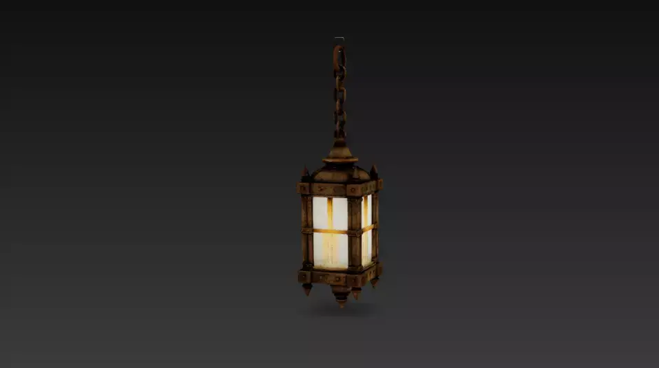 Medieval Hanging Lantern with Candle - PBR Low Poly Game Ready Low-poly 3D model