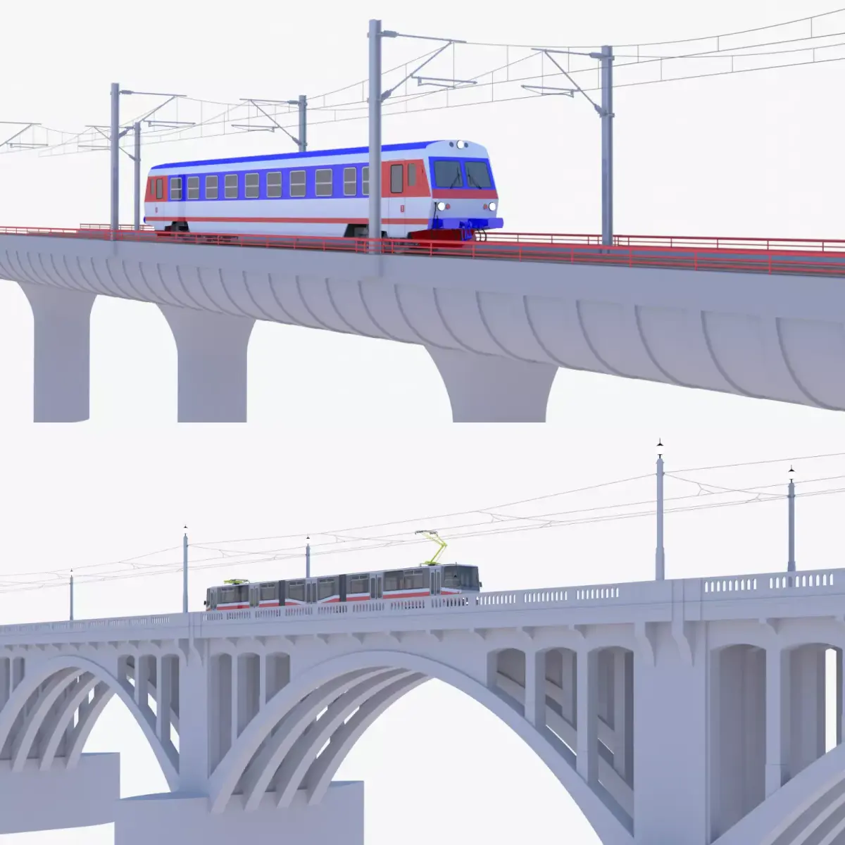 Tram and train bridge 3D Model Pack