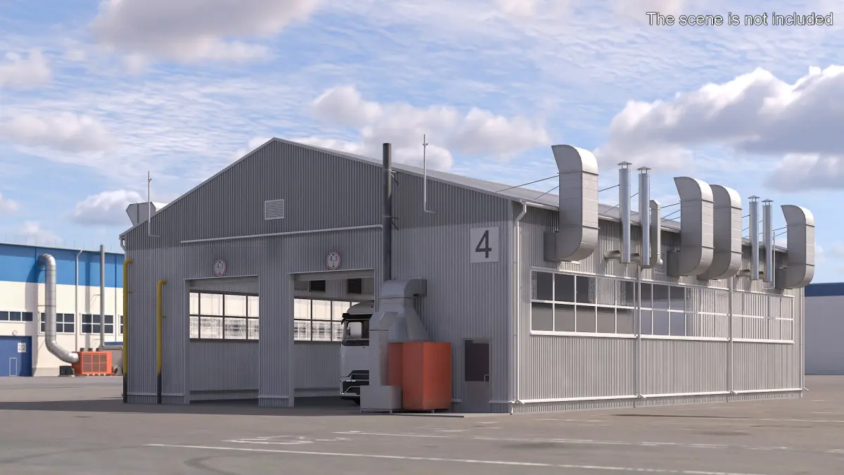 Manufacturing Plant Simplified Rigged 3D model