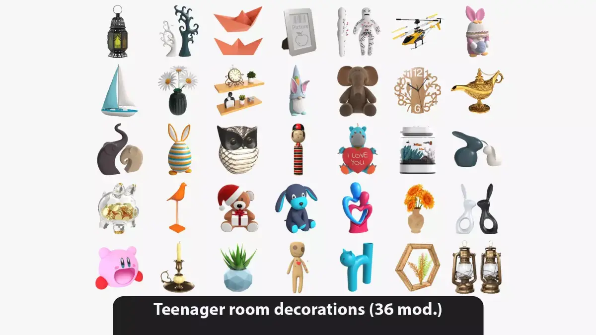 Teenager room decorations 3D model