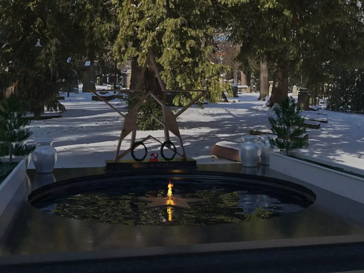 Eternal flame in the square 3D model