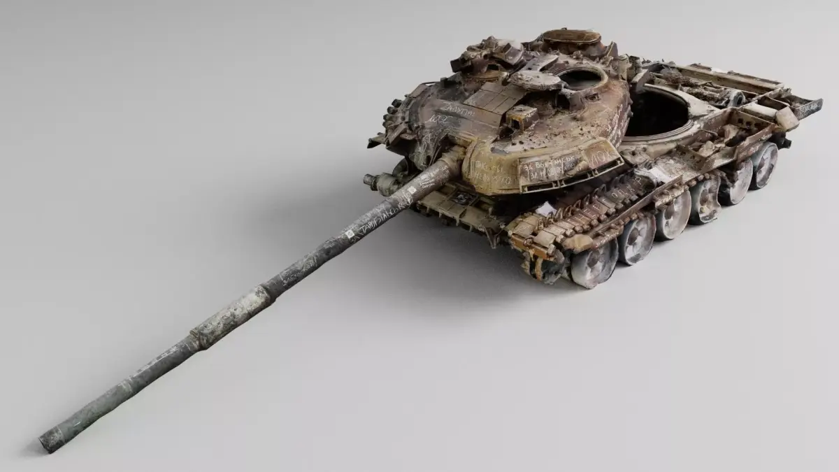 Russian T-72 tank destroyed by Ukrainian army 3D model get