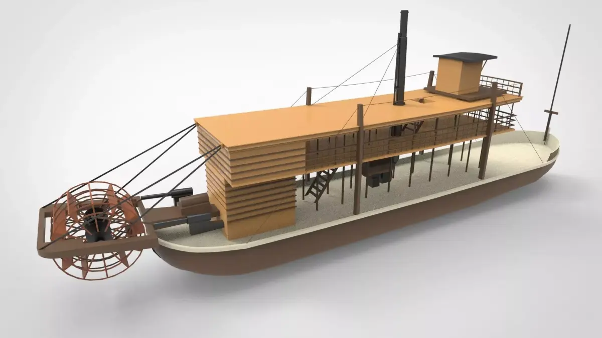 Traditional paddle ships 3D model