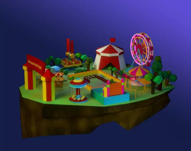 amusement park Low-poly 3D model 8