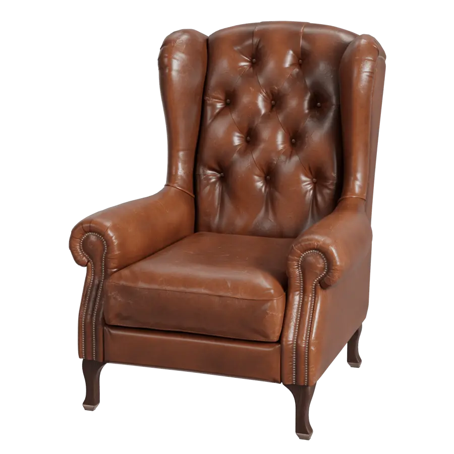  Tufted Leather Antique Armchair Model, Brown  purchase