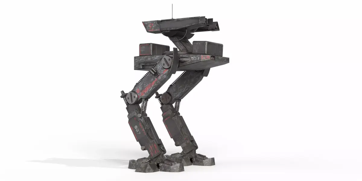 Mech Robot Two Legs Combat Sci-Fi Low-poly 3D model