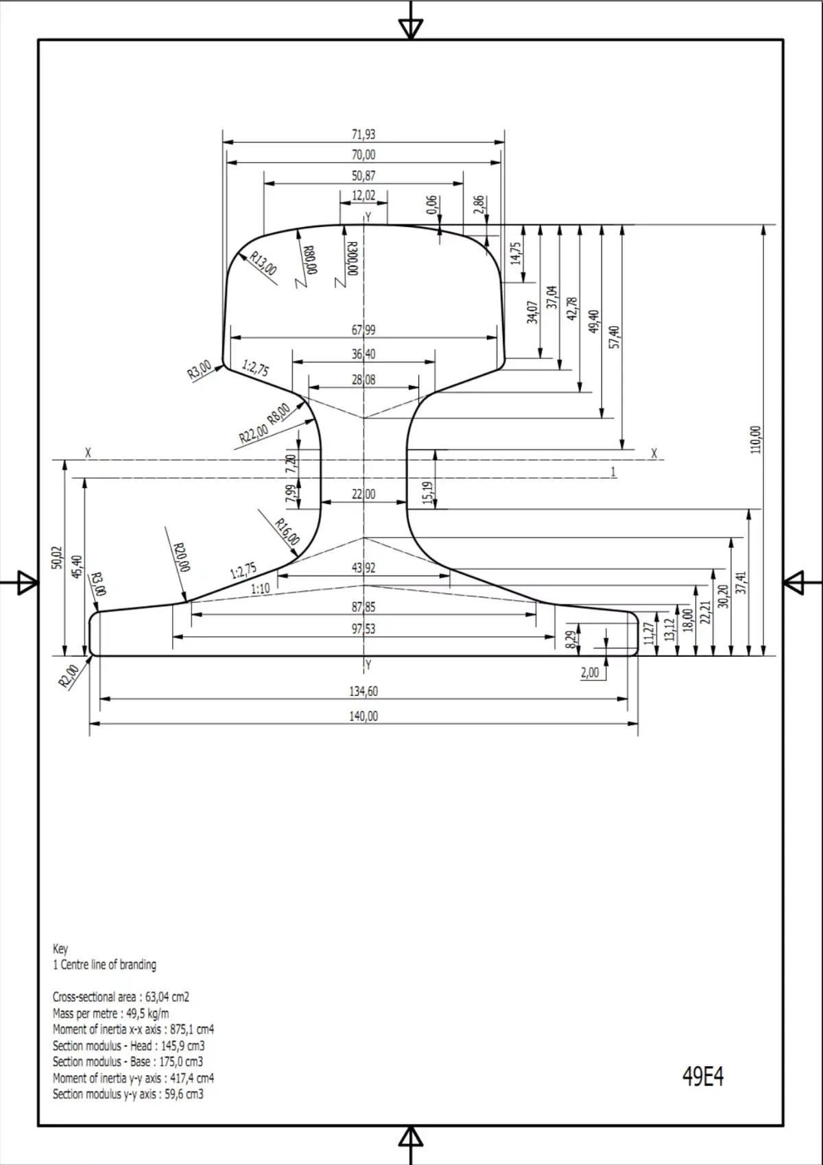 British Standard-EN13674  49E4 rail 3D model