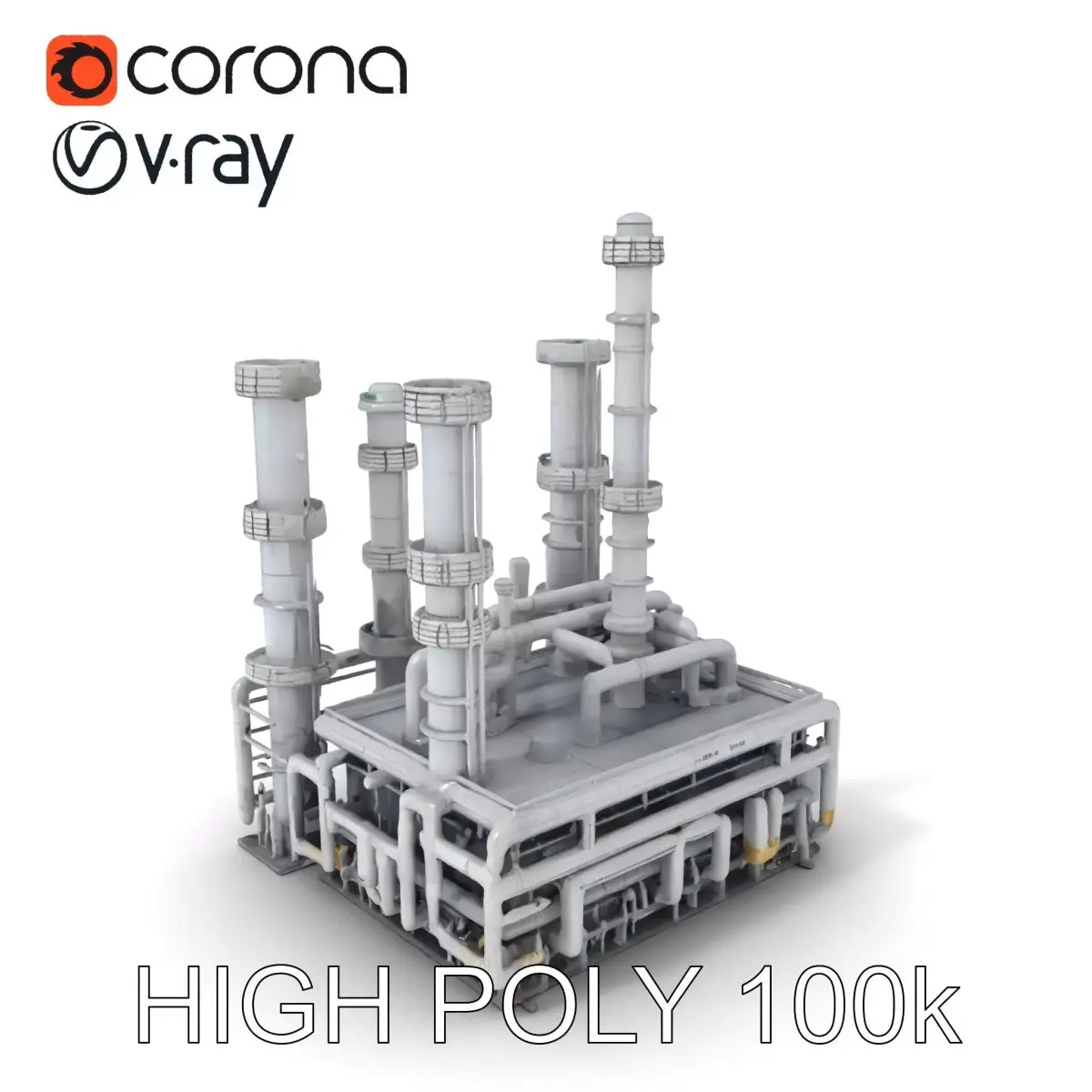 Industrial Refinery Facility Model Pack Low-poly 3D model