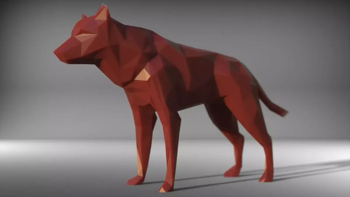 wolf low poly printable Low-poly 3D model