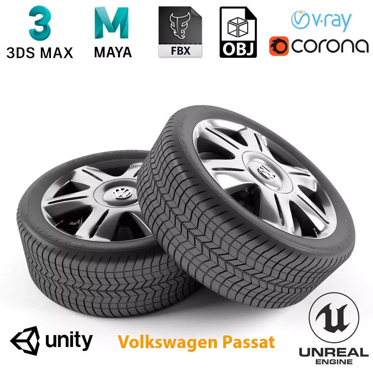 Volkswagen Passat Wheel 3D model