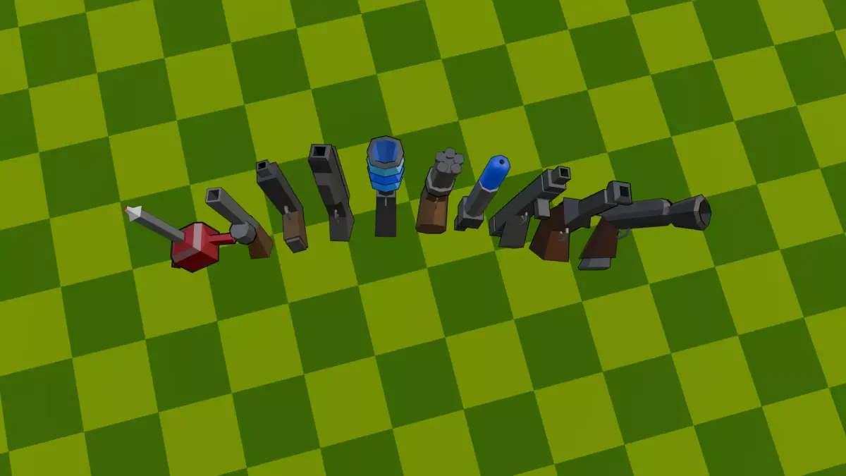 10 WEAPONS MODULAR KIT Low-poly 3D model