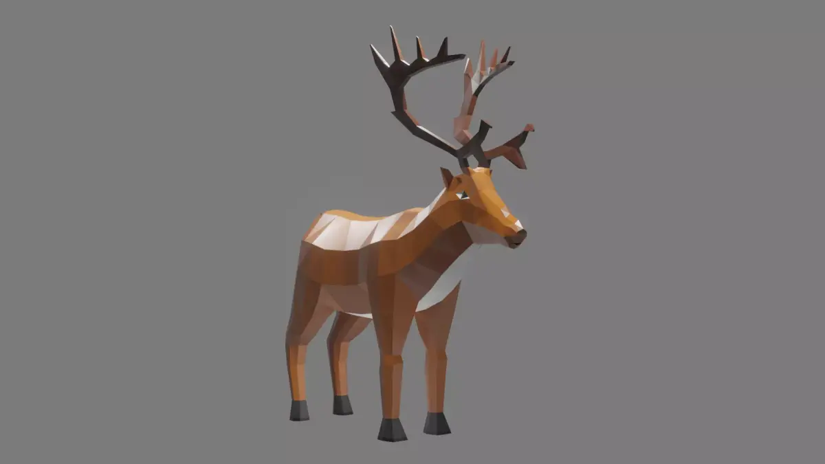 Lowpoly Rein deer 3D Model Low-poly 3D model
