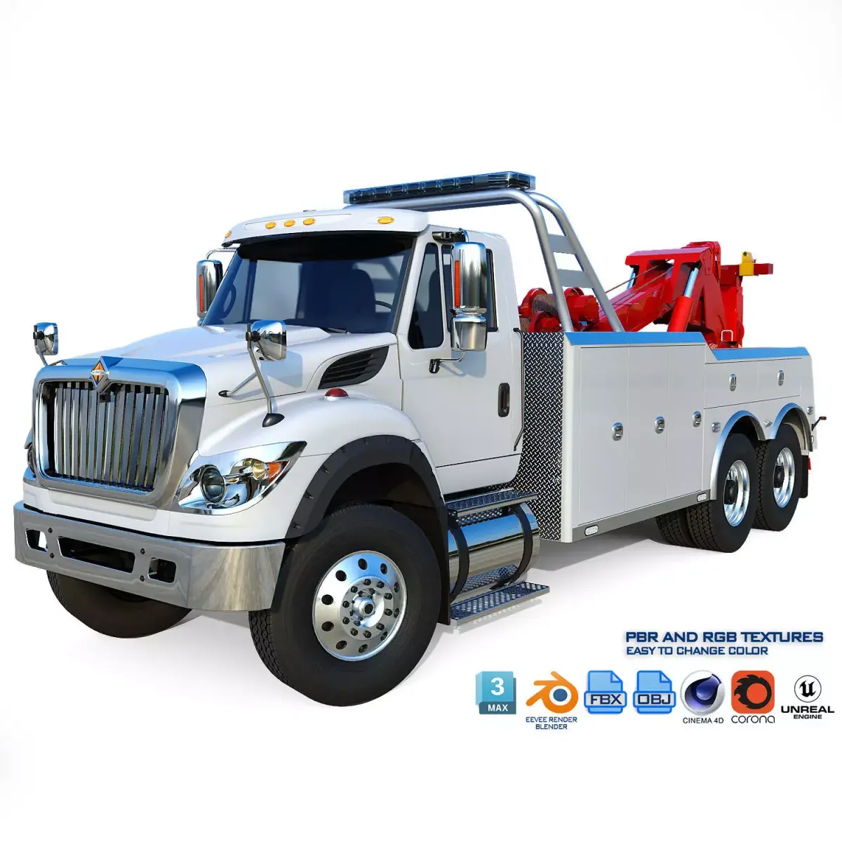  International WorkStar 7600 Wrecker Low-poly 3D model