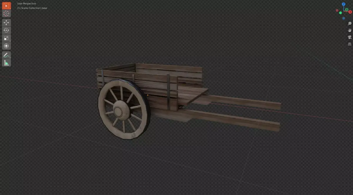 Wooden Cart  Middle Ages Low-poly 3D model