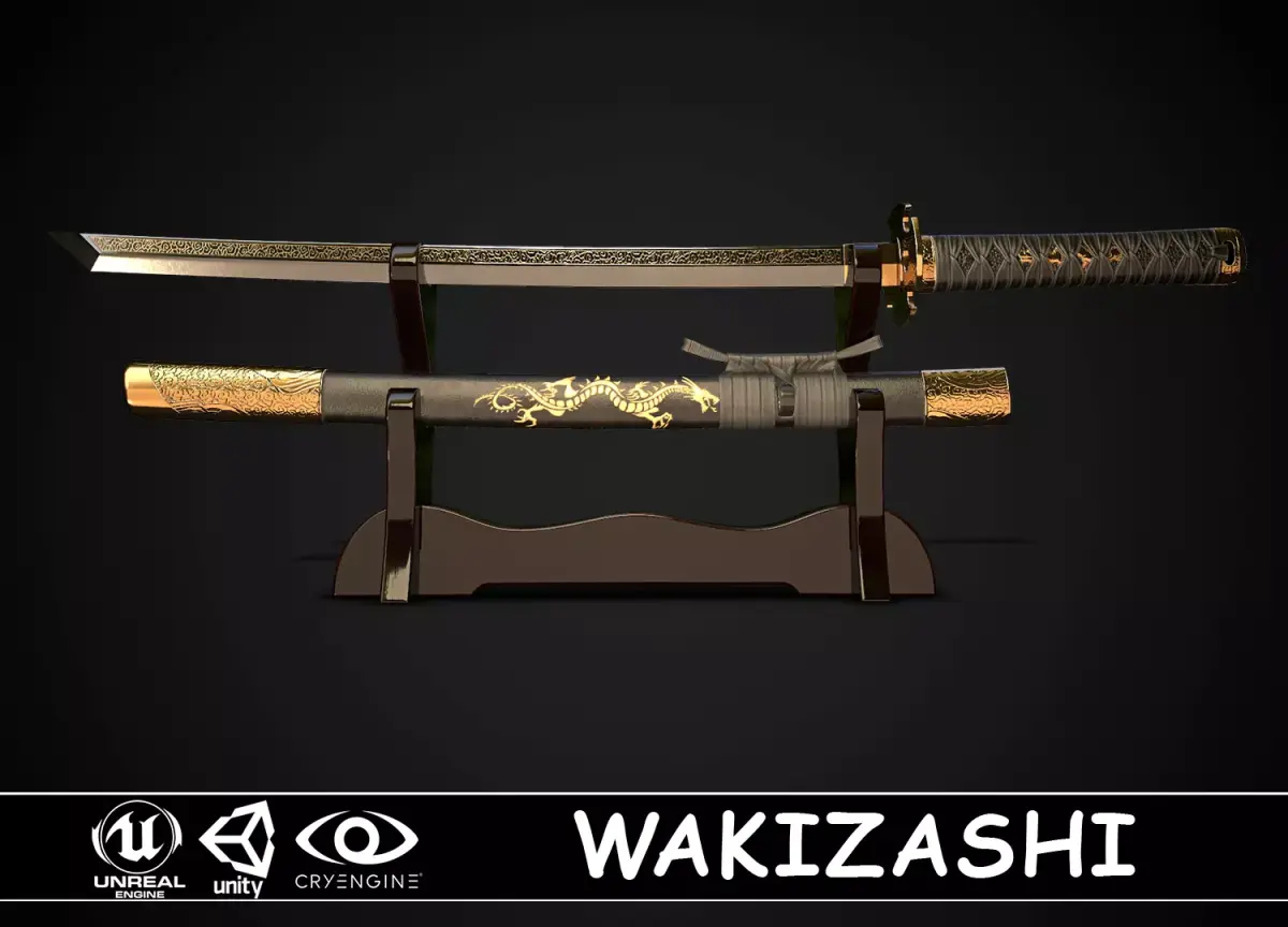 Wakizashi 05 Low-poly 3D model