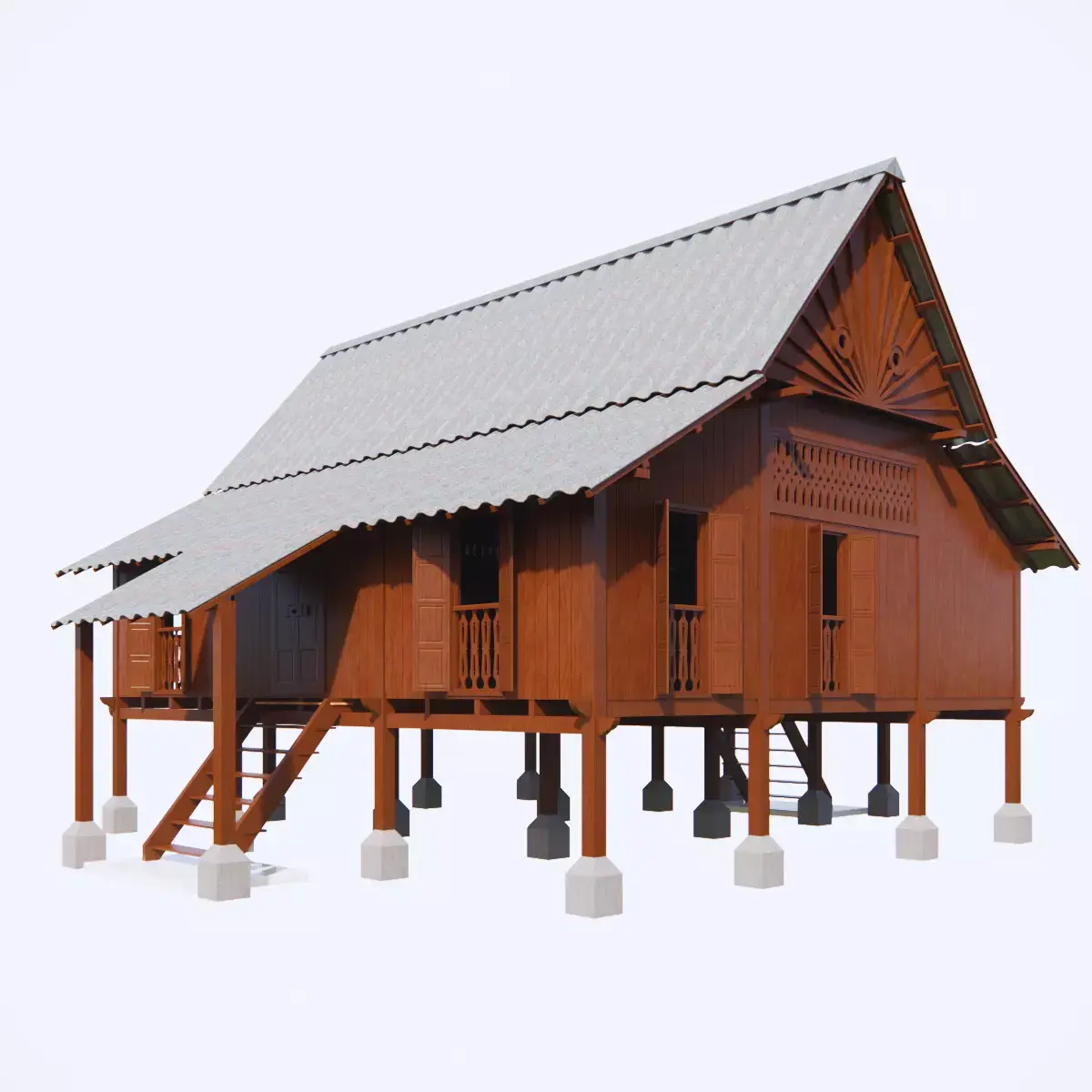 Traditional Malay House Tiang 12 Vernacular Architecture  3D model
