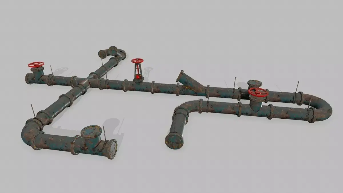 pipe set two rusty pipes Low-poly 3D model