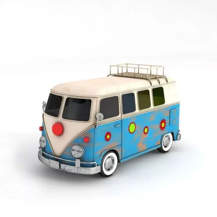 Blue And White Volkswagen Bus 3D model