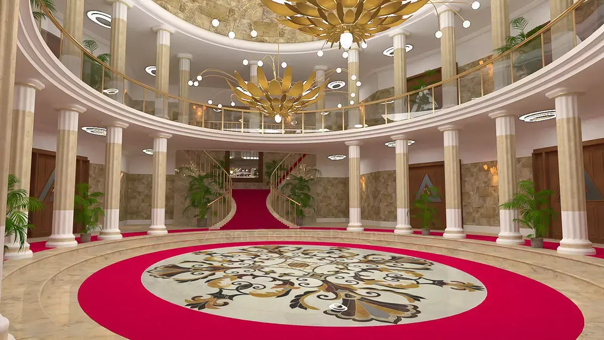 Interior Model ornate lobby with carpet 3D model