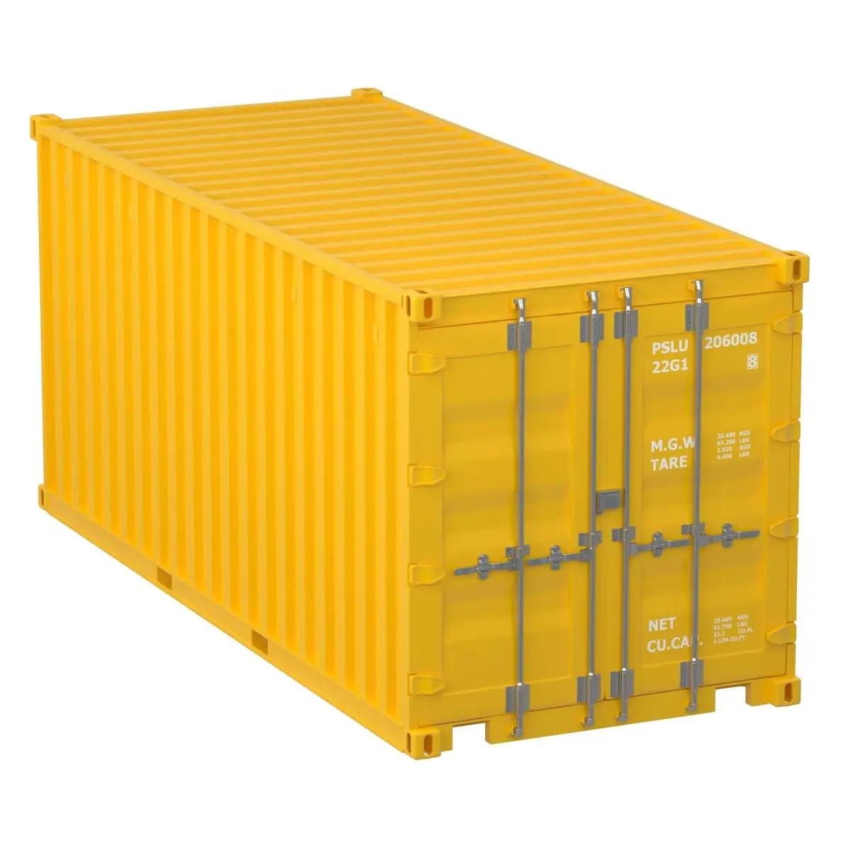 20 ft Container  Yellow 3D model