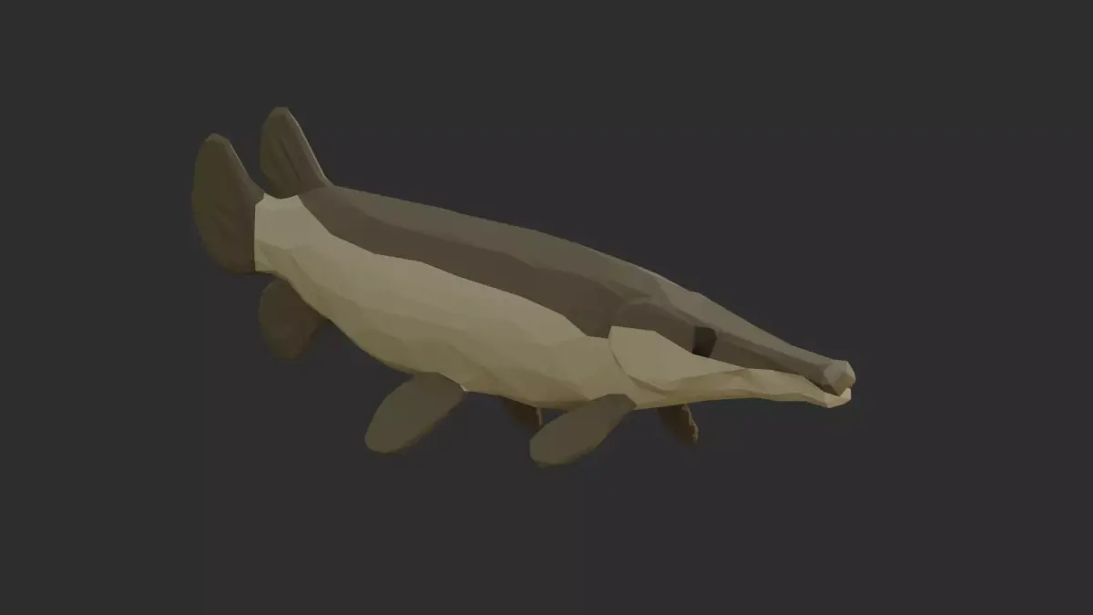 Low Poly Aligator Gar Low-poly 3D model