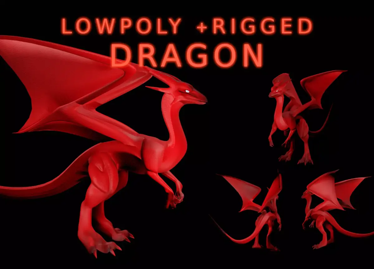Fire Dragon Low-poly 3D model