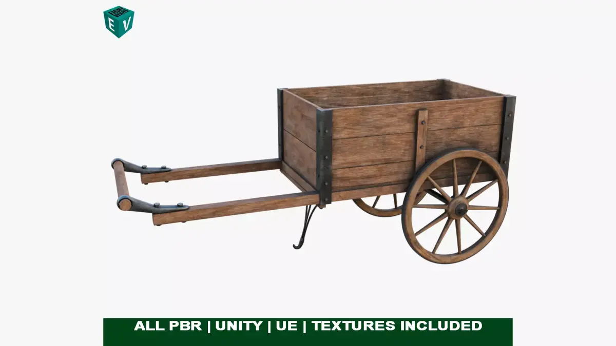 Wooden Vendor Cart01 All PBR Unity UE Textures Included Low-poly 3D model