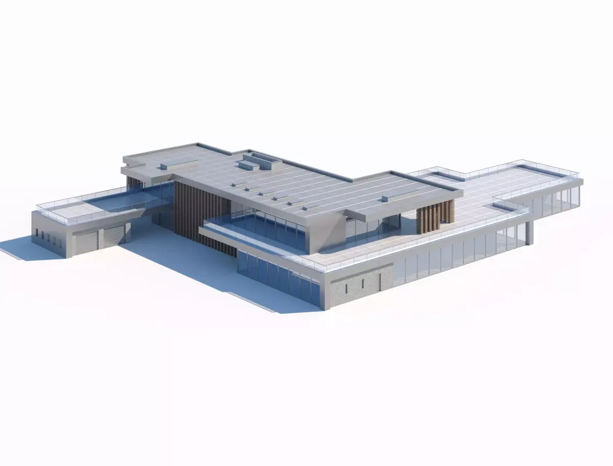 Modern Flat-Roof Commercial Villa 3D model