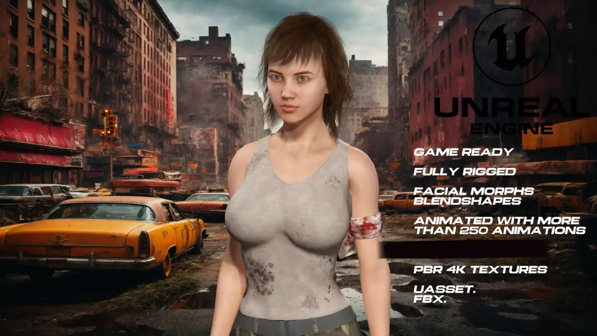 Zombie Hunter full rigged - game ready - animated Low-poly 3D model 6